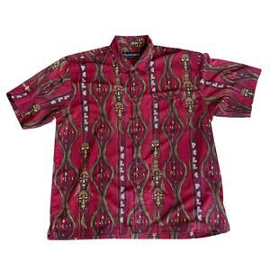 Vintage Pelle Pelle 90s y2k Tiki Hawaiian Button Up Mens XL